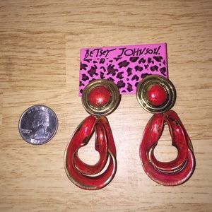 Betsey Johnson Vintage style red and earrings